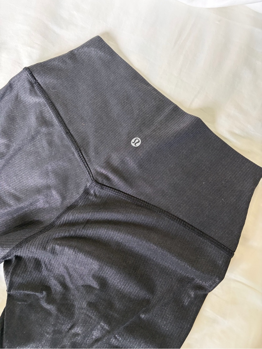 Lululemon Shimmery Black Ribbed High-Waist Leggings
